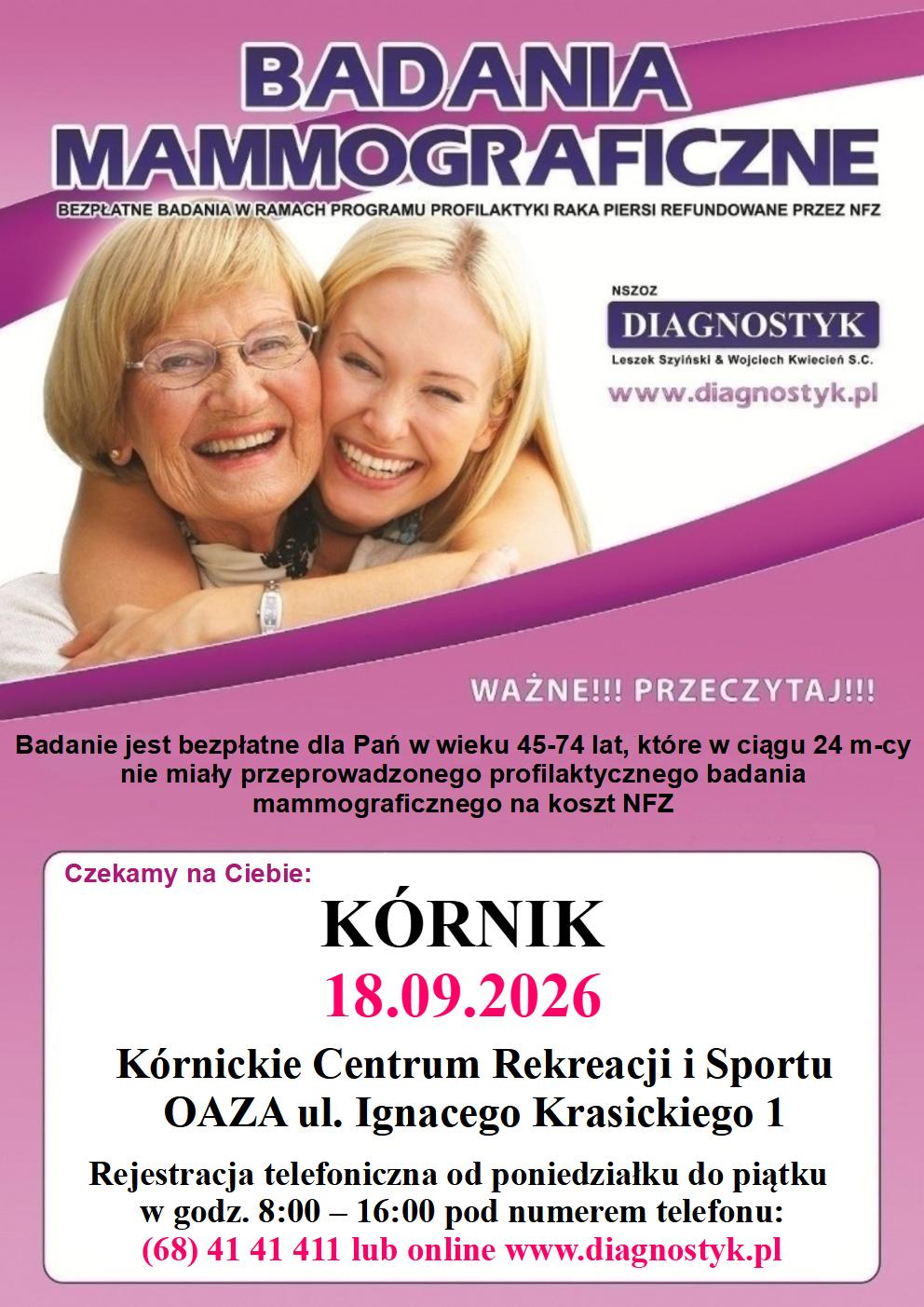 Badania mammograficzne - 11.09.2026