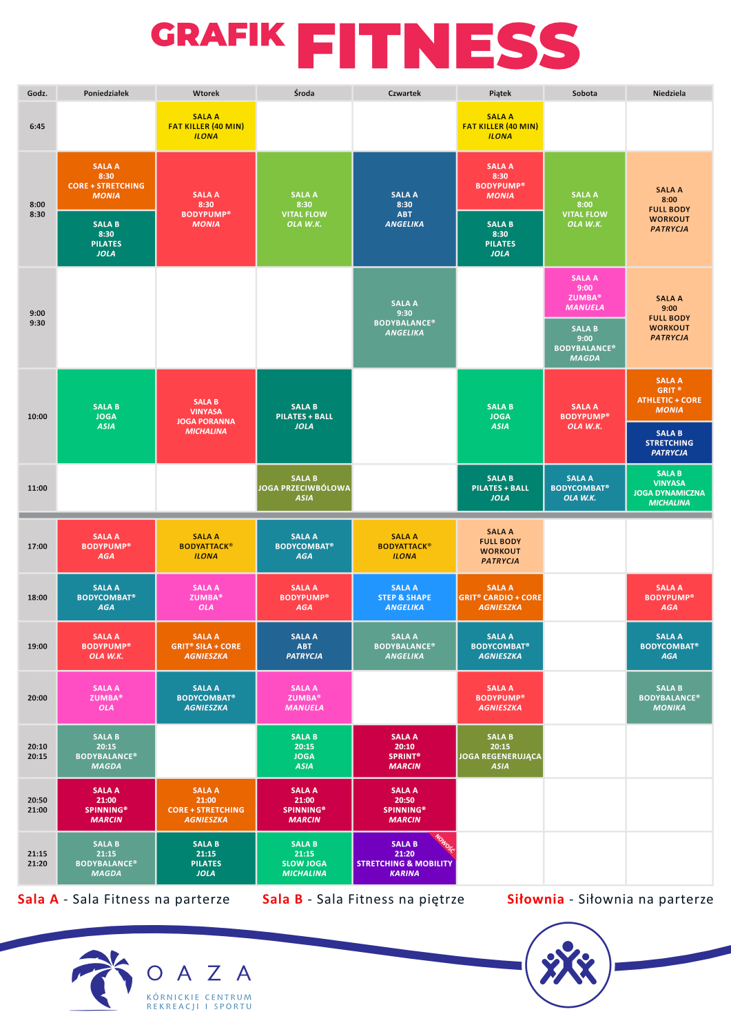Grafik Zajęć Fitness