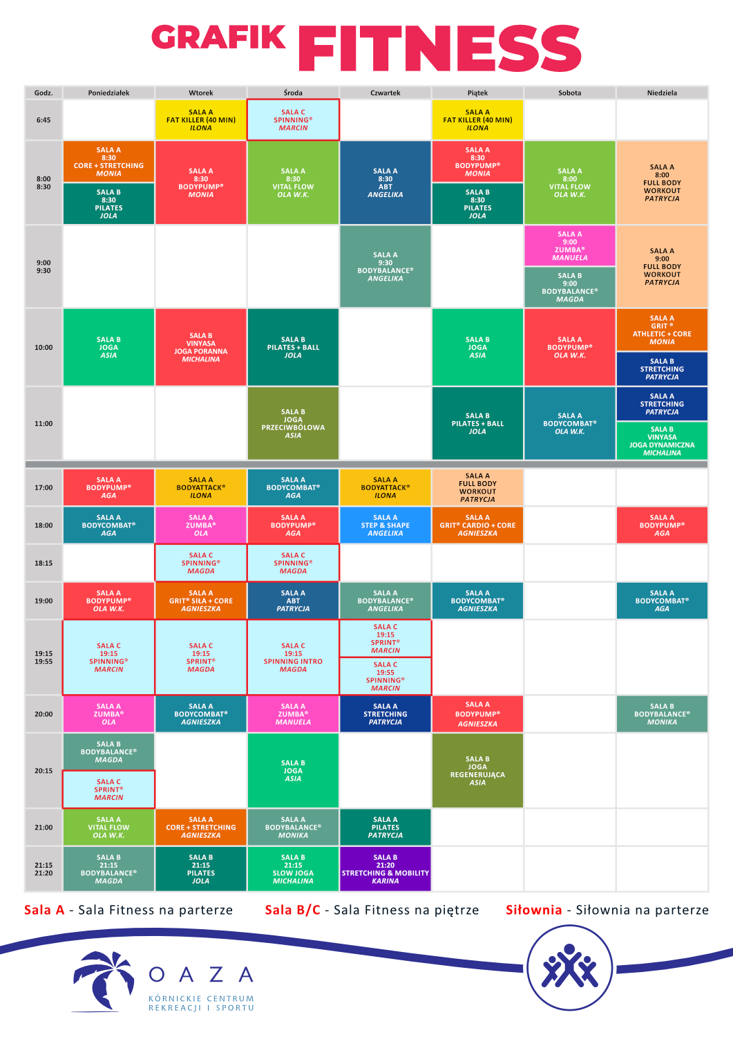 Grafik Zajęć Fitness