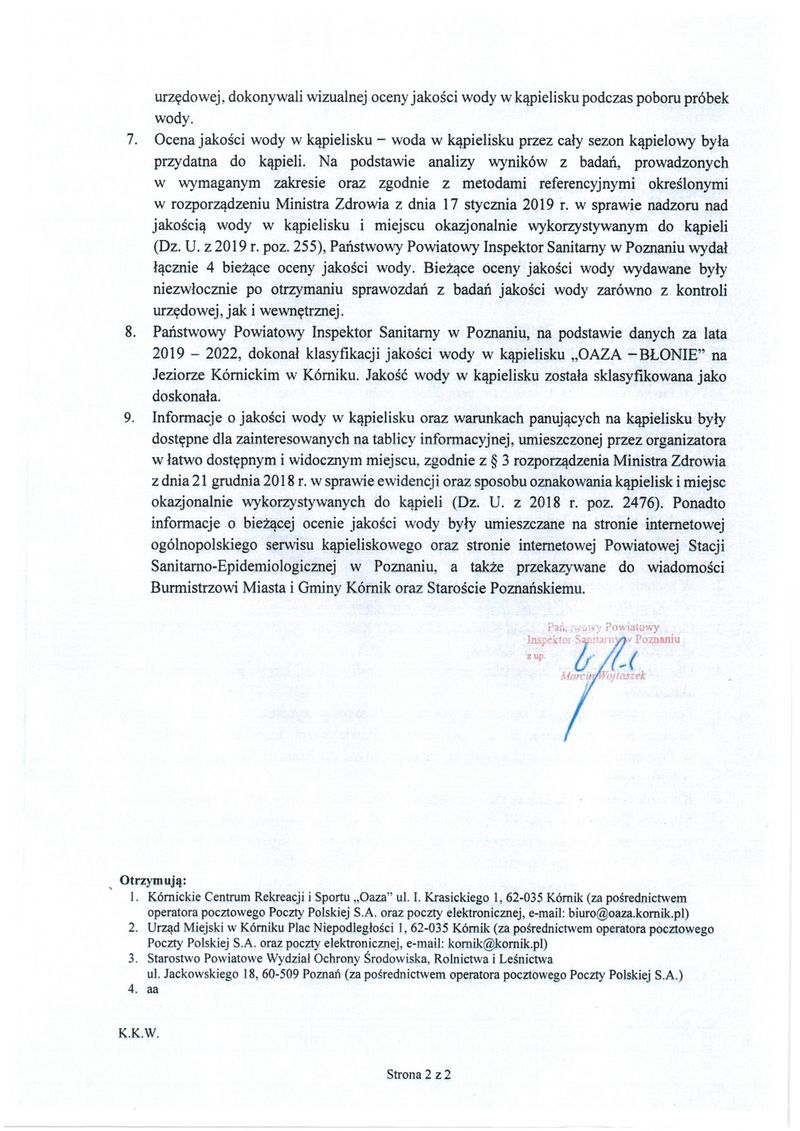 OCENA ROCZNA KĄPIELISKO - 2022 C.D.
